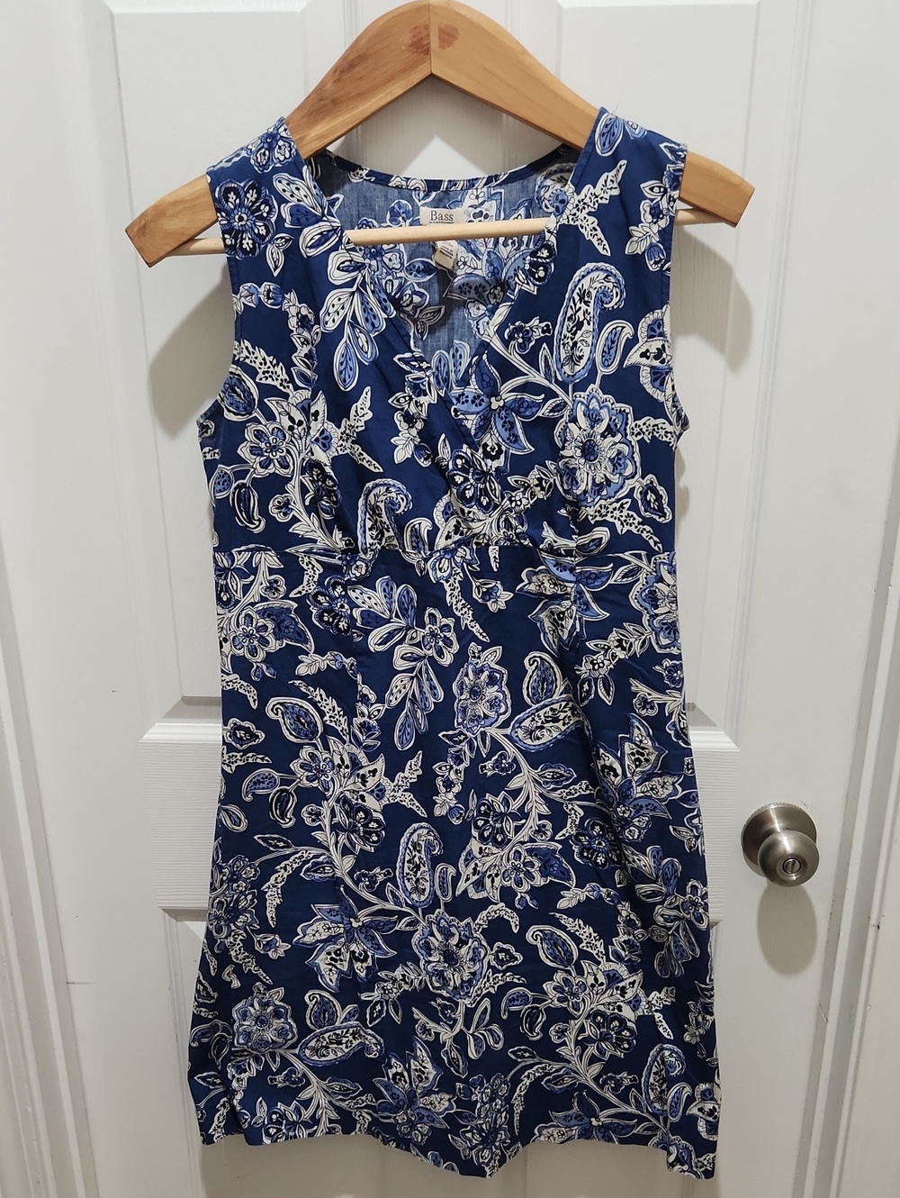 Bass Blue and White Paisley Cotton Mini Dress